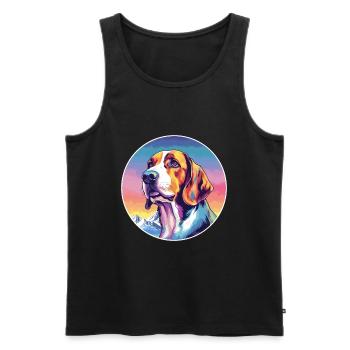 Polish Hound Dog Breed Cartoon Kawaii Watercolor - Men's Premium Organic Tank Top - black - Front - Michal (187cm)