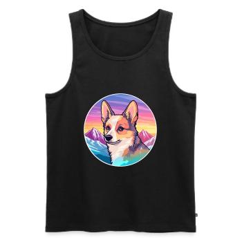 Norvégien Lundehund chien race dessin animé kawaii eau - Débardeur bio Premium Homme - noir - Devant - Michal (187cm)