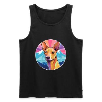 Podenco Canario race de chien dessin animé kawaii watercolo - Débardeur bio Premium Homme - noir - Devant - Michal (187cm)