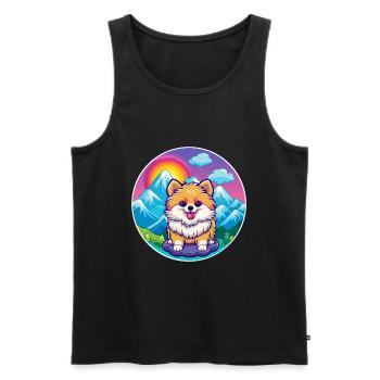 Pomeranian Spitz Hunderasse Cartoon Kawaii Watercol - Männer Premium Bio Tank Top - Schwarz - Vorne - Michal (187cm)