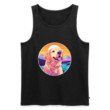 Retriever Plat Enduit Chien Race Cartoon Kawaii Wat - Débardeur bio Premium Homme - noir - Devant - Michal (187cm)