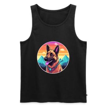 Malinois Berger Belge Race Cartoon Kawaii - Débardeur bio Premium Homme - noir - Devant - Michal (187cm)