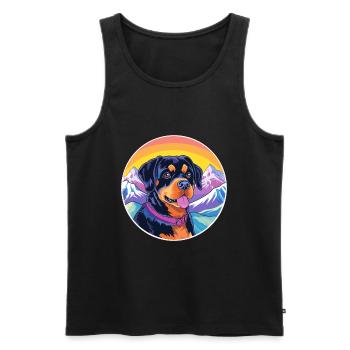 Rottweiler Hunderasse Cartoon Kawaii Aquarell - Männer Premium Bio Tank Top - Schwarz - Vorne - Michal (187cm)