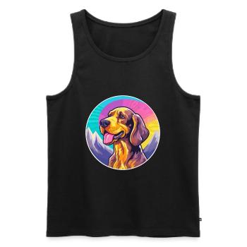 Smaland chien chien race dessin animé Kawaii aquarelle - Débardeur bio Premium Homme - noir - Devant - AI Model Male 178 light (178cm)