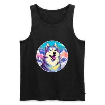 Malamute Alaska Hunderasse Cartoon Kawaii Watercol - Männer Premium Bio Tank Top - Schwarz - Vorne - Michal (187cm)