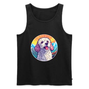Caniche chien race dessin animé Kawaii aquarelle - Débardeur bio Premium Homme - noir - Devant - Michal (187cm)