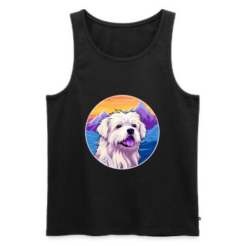 Berger des Pyrénées race de chien Cartoon Kawaii Waterco - Débardeur bio Premium Homme - noir - Devant - Michal (187cm)