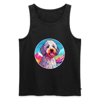 Spanischer Wasserhund Rasse Cartoon Kawaii Aquarell - Männer Premium Bio Tank Top - Schwarz - Vorne - Michal (187cm)