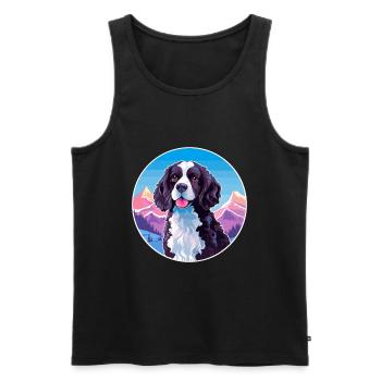 Stabyhoun Stabij Chien Race Cartoon Kawaii Watercol - Débardeur bio Premium Homme - noir - Devant - Michal (187cm)