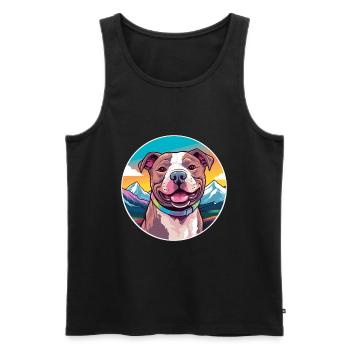 Staffordshire Bullterrier Hunderasse Karikatur Kawai - Männer Premium Bio Tank Top - Schwarz - Vorne - AI Model Male 178 light (178cm)