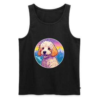 Jouet caniche chien race dessin animé Kawaii aquarelle - Débardeur bio Premium Homme - noir - Devant - Michal (187cm)