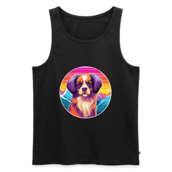 Épagneul tibétain chien race dessin animé Kawaii Watercolo - Débardeur bio Premium Homme - noir - Devant - Michal (187cm)