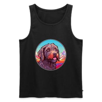Wirehaired Pointing Griffon Dog Breed Cartoon Kawa - Men's Premium Organic Tank Top - black - Front - AI Model Male 178 light (178cm)