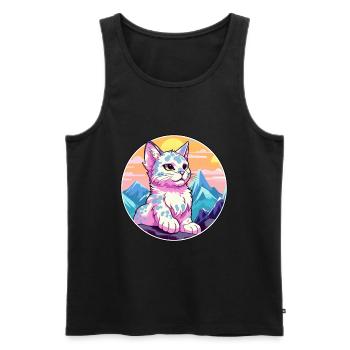 Australische gefleckte Nebelkatze buntes Karikatur-Wasser - Männer Premium Bio Tank Top - Schwarz - Vorne - AI Model Male 178 light (178cm)