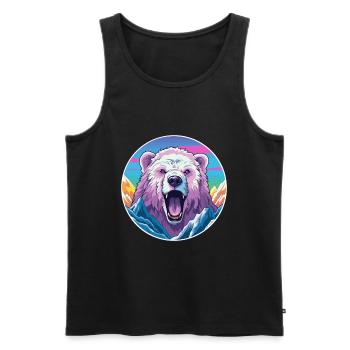Ours Aquarelle Dessin Animé Kawaii Animal De Compagnie Coloré - Débardeur bio Premium Homme - noir - Devant - Michal (187cm)
