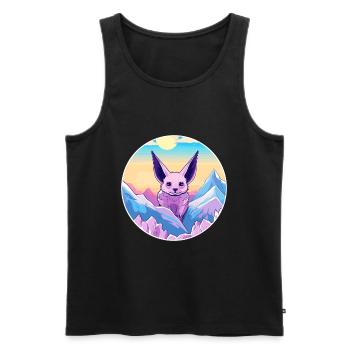 Fledermaus Aquarell Karikatur Kawaii Haustier Tier Bunt - Männer Premium Bio Tank Top - Schwarz - Vorne - AI Model Male 178 light (178cm)