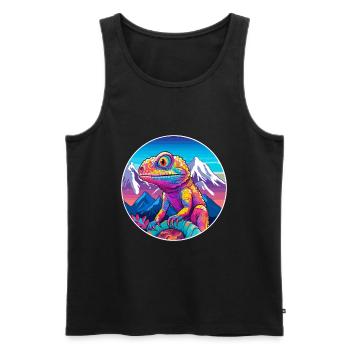Chameleon Watercolor Cartoon Kawaii Pet Animal Col - Men's Premium Organic Tank Top - black - Front - Michal (187cm)