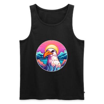 Albatross Watercolor Cartoon Kawaii Pet Animal Col - Men's Premium Organic Tank Top - black - Front - Michal (187cm)