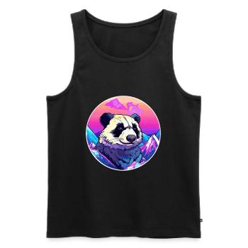 Blaireau Aquarelle Dessin Animé Kawaii Animal De Compagnie Colorf - Débardeur bio Premium Homme - noir - Devant - AI Model Male 178 light (178cm)