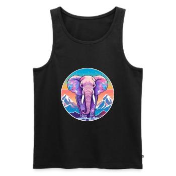 Elephant Watercolor Cartoon Kawaii Pet Animal Colo - Men's Premium Organic Tank Top - black - Front - Michal (187cm)