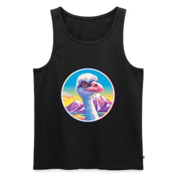 Autruche Aquarelle Dessin Animé Kawaii Animal De Compagnie Animal Couleur - Débardeur bio Premium Homme - noir - Devant - Michal (187cm)