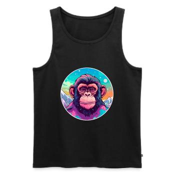 Chimpanzé aquarelle dessin animé kawaii animal de compagnie Co - Débardeur bio Premium Homme - noir - Devant - Michal (187cm)