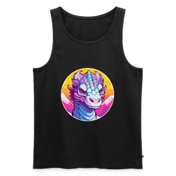 Dragon Aquarelle Dessin Animé Kawaii Animal De Compagnie Colorf - Débardeur bio Premium Homme - noir - Devant - Michal (187cm)