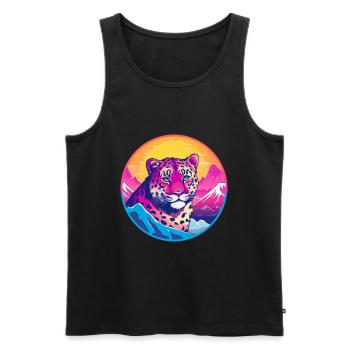 Leopard Watercolor Cartoon Kawaii Pet Animal Color - Men's Premium Organic Tank Top - black - Front - AI Model Male 178 light (178cm)
