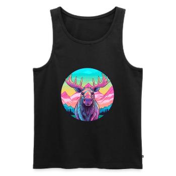 Moose Watercolor Cartoon Kawaii Pet Animal Colorfu - Men's Premium Organic Tank Top - black - Front - Michal (187cm)