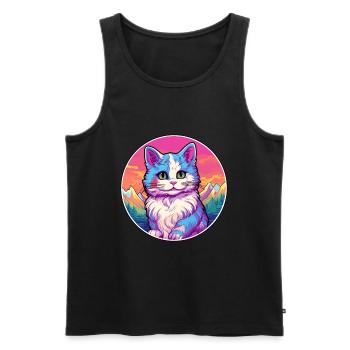 Bambino Cat Colorful Cartoon Watercolor Illustrati - Men's Premium Organic Tank Top - black - Front - AI Model Male 178 light (178cm)