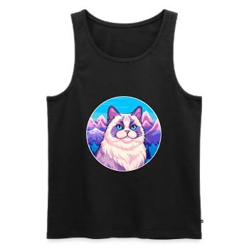 Chat de Birmanie Coloré Dessin Animé Aquarelle Illustratio - Débardeur bio Premium Homme - noir - Devant - Michal (187cm)