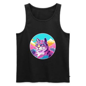Katze Aquarell Karikatur Kawaii Haustier Tier Bunt - Männer Premium Bio Tank Top - Schwarz - Vorne - Michal (187cm)