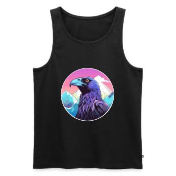 Corbeau Aquarelle Dessin Animé Kawaii Animal De Compagnie Coloré - Débardeur bio Premium Homme - noir - Devant - Michal (187cm)