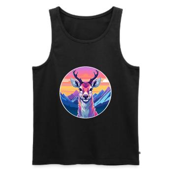 Antilope aquarelle dessin animé kawaii animal animal Colo - Débardeur bio Premium Homme - noir - Devant - AI Model Male 178 light (178cm)
