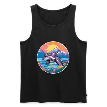 Delfin Aquarell Karikatur Kawaii Haustier Tier Farbe - Männer Premium Bio Tank Top - Schwarz - Vorne - Michal (187cm)