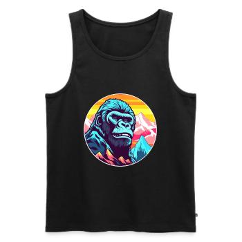 Gorilla Watercolor Cartoon Kawaii Pet Animal Color - Men's Premium Organic Tank Top - black - Front - Michal (187cm)