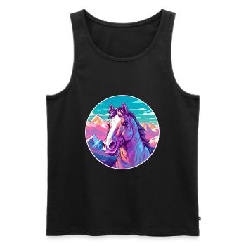 Pferd Aquarell Karikatur Kawaii Haustier Tier Farbefu - Männer Premium Bio Tank Top - Schwarz - Vorne - Michal (187cm)