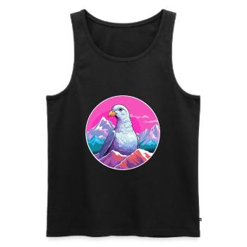 Pigeon Aquarelle Dessin Animé Kawaii Animal De Compagnie Colorf - Débardeur bio Premium Homme - noir - Devant - Michal (187cm)