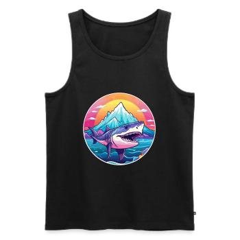Requin Aquarelle Dessin Animé Kawaii Animal De Compagnie Colorfu - Débardeur bio Premium Homme - noir - Devant - Michal (187cm)