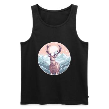 Cerf Aquarelle Dessin Animé Kawaii Animal De Compagnie Animal Coloré - Débardeur bio Premium Homme - noir - Devant - Michal (187cm)