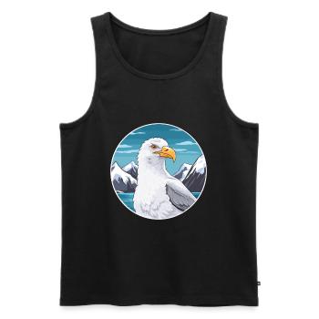 Seagull Watercolor Cartoon Kawaii Pet Animal Color - Men's Premium Organic Tank Top - black - Front - Michal (187cm)