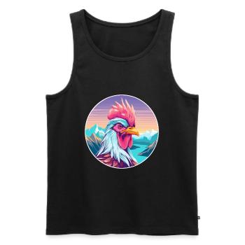 Rooster Watercolor Cartoon Kawaii Pet Animal Color - Men's Premium Organic Tank Top - black - Front - AI Model Male 178 light (178cm)