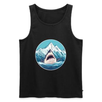 Requin Aquarelle Dessin Animé Kawaii Animal De Compagnie Colorfu - Débardeur bio Premium Homme - noir - Devant - Michal (187cm)