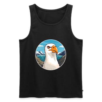 Albatross Watercolor Cartoon Kawaii Pet Animal Col - Men's Premium Organic Tank Top - black - Front - Michal (187cm)