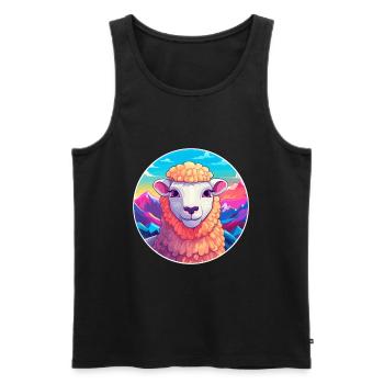 Mouton Aquarelle Dessin Animé Kawaii Animal Animal Colorfu - Débardeur bio Premium Homme - noir - Devant - AI Model Male 178 light (178cm)