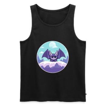 Fledermaus Aquarell Karikatur Kawaii Haustier Tier Bunt - Männer Premium Bio Tank Top - Schwarz - Vorne - AI Model Male 178 light (178cm)