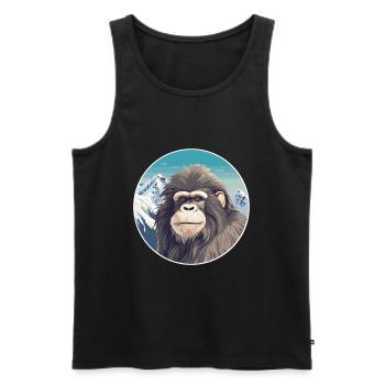 Babouin Aquarelle Dessin Animé Kawaii Animal De Compagnie Colorf - Débardeur bio Premium Homme - noir - Devant - AI Model Male 178 light (178cm)