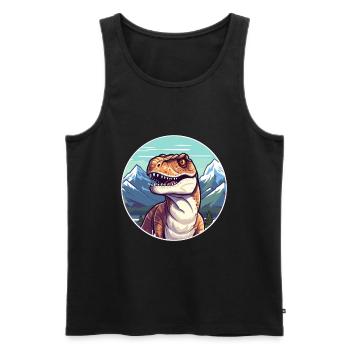 Dinosaure Aquarelle Dessin Animé Kawaii Animal Animal Colo - Débardeur bio Premium Homme - noir - Devant - AI Model Male 178 light (178cm)