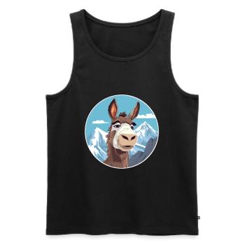 Esel Aquarell Karikatur Kawaii Haustier Tier Farbe - Männer Premium Bio Tank Top - Schwarz - Vorne - Michal (187cm)