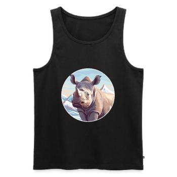 Rhino Watercolor Cartoon Kawaii Pet Animal Colorfu - Men's Premium Organic Tank Top - black - Front - AI Model Male 178 light (178cm)